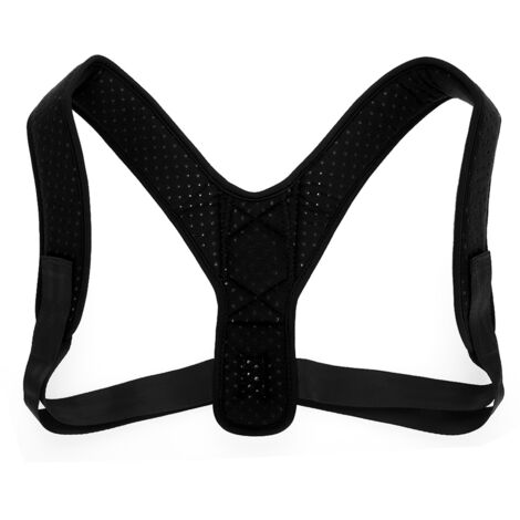 Correcteur de Posture Dorsale Ajustable pour Hommes et Femmes - Ceinture de Soutien des Épaules (Noir)