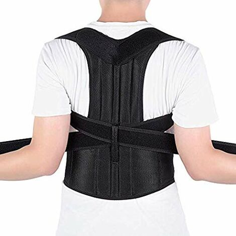 Correcteur de posture, dos respirant réglable et support de ceinture d'épaule lombaire (M)