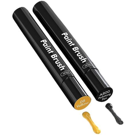 Correcteur de rayures pour carrosserie - Stylo applicateur pinceau - Lot de 2 - Jaune