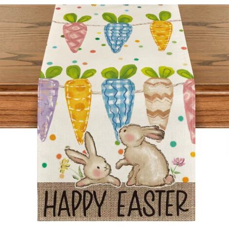 Corri Tavola Pasqua 183x33cm Motivo Coniglio e Uova Decorazione Tavola Primaverile per Casa Festa di Pasqua D