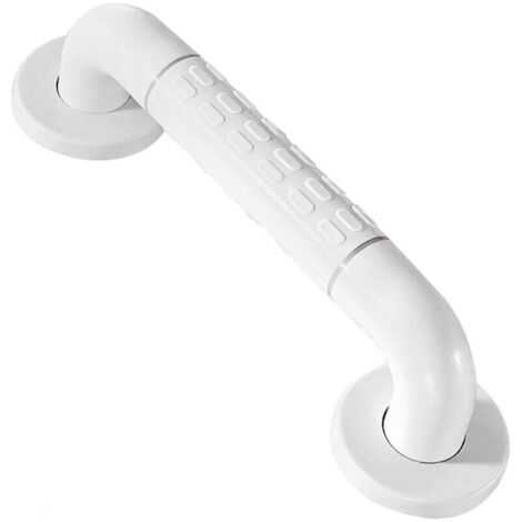 Corrimano bianco da 38 cm, corrimano per anziani, disabili, senza barriere, acciaio inox per vasca da bagno e WC – anziani