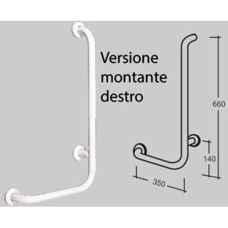 CORRIMANO CON MONTANTE PREVERNICIATO BIANCO - cm 35 x 67 sinistro