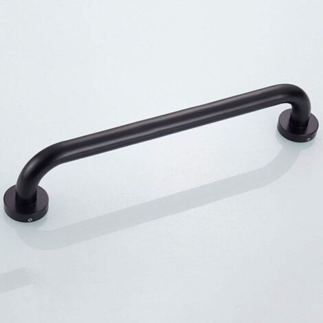 Corrimano per bagno in acciaio inox cromato nero, barre di sicurezza per vasca, maniglia per porta, portasciugamani, accessori per bagno (colore: nero, dimensioni: 30 cm)