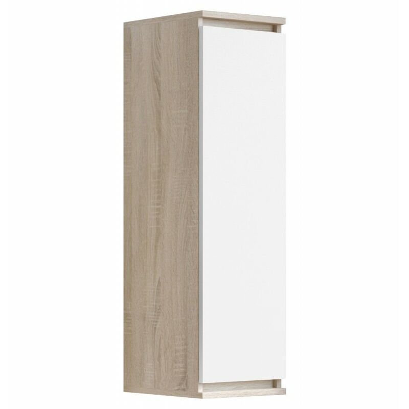 CORRO - Armoire suspendue style moderne salon/bureau - 99x30x30 - 1 porte+3 étagères - Blanc