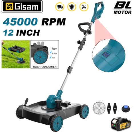 Cortacésped eléctrico inalámbrico, ideal para jardinería, compatible con baterías Makita de 18 V (1 batería, 1 cargador).