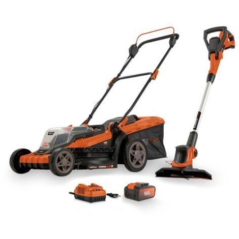 Cortacesped POWERPLUS 40v + cortabordes 20v + bateria 40v + cargador