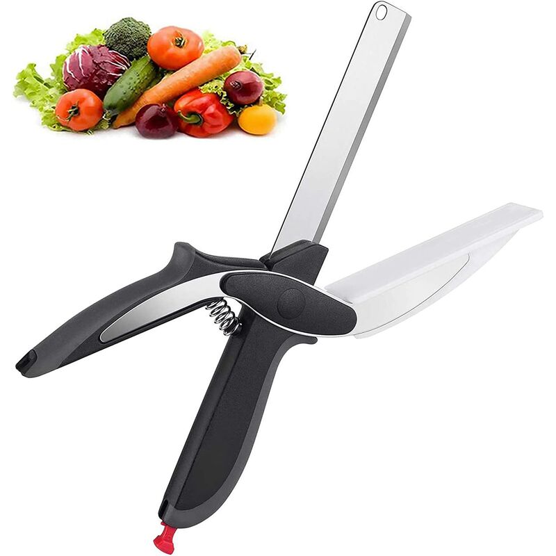 

Sun Floweres - Cortador de alimentos Tijeras Herramientas de cocina Cortador de alimentos Picadora Cuchillo de cocina de acero inoxidable con tabla