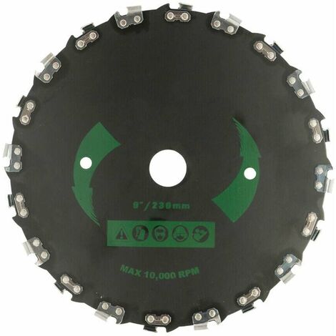 Cortador de disco de motosierra Cabezal de corte de césped, cabezal de corte de césped de acero de 9 pulgadas Hoja de desbrozadora