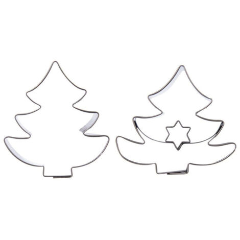 Cortador de galletas de acero con forma de árbol de Navidad, 4,5 cm, 2 unidades.