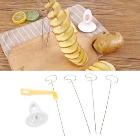 Cortador de manzanas en espiral manual [utensilio de cocina]  Acero inoxidable y ABS [material]  4 accesorios + cuchilla giratoria [juego]  23 x 10 cm [tamaño]  Diseño moderno [estilo]