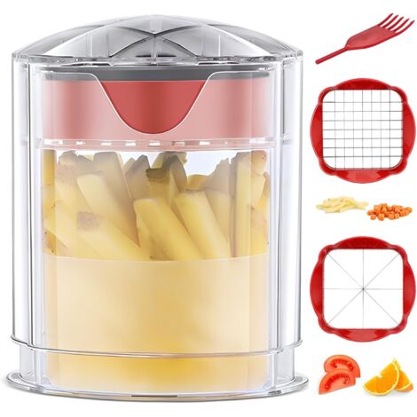 Cortador de Patatas Fritas, Cortador de Verduras y Frutas en Bastones Manual, con 2 Cuchillas Afiladas, Diseño Compacto y Fácil de Limpiar, Ideal para Cocina Doméstica