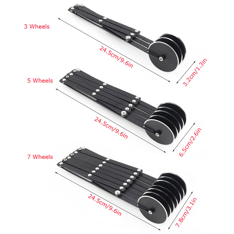 

Cortador de Pizza 3/5/7 Ruedas Divisor de masa ajustable Pasta de pizza Empanadas de pan Cortador redondo Rodillo flexible de acero inoxidable