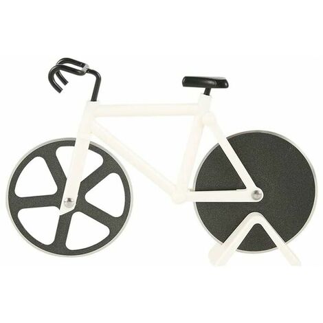 Cortador de pizza para bicicleta con soporte (blanco)