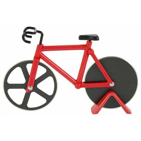 Cortador de pizza para bicicleta con soporte (rojo)