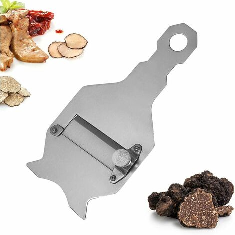 cortador de queso con trufa, acero inoxidable, rallador de chocolate, cortador, hoja ajustable y afilada, cortador de verduras, ajo con orificio para colgar para la preparación de alimentos (sin dient