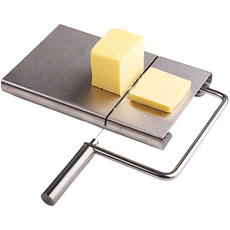 Cortador de queso de acero inoxidable, cortador de queso con alambre de corte, cortador de mantequilla y jamón, máquina cortadora de hígado con 5 alambres reemplazables para lira de queso y guillotina