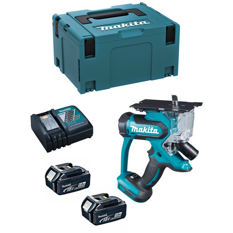 Makita - Cortador de tabiquería seca DSD180RTJ (2 x 5,0 Ah + DC18RC + makpac 3)