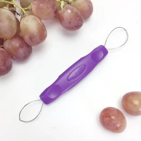 Cortador de uvas multifuncional, cortador de cerezas, pelador de uvas, removedor de piel, herramientas para frutas y verduras, utensilios de cocina morados