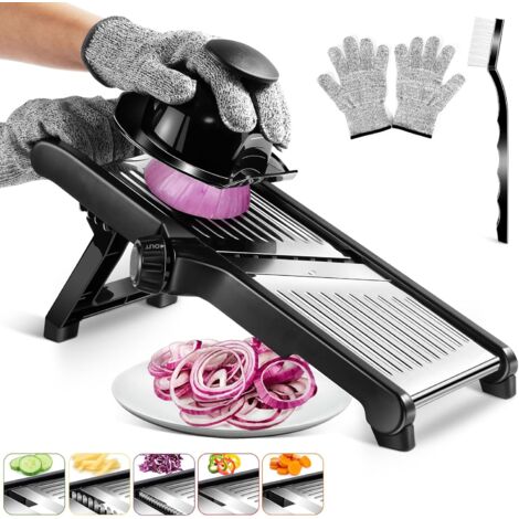 Cortador de verduras ajustable de acero inoxidable, cortador de cocina profesional, manual multifuncional con cuchillas afiladas para diferentes espesores de corte
