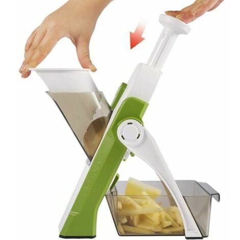 Cortador de verduras manual multifuncional para cocina, hoja de acero inoxidable, cortador de verduras cuadrado Juliette, cortador vertical de papas fritas (verde fresco [grado alimenticio] con orific