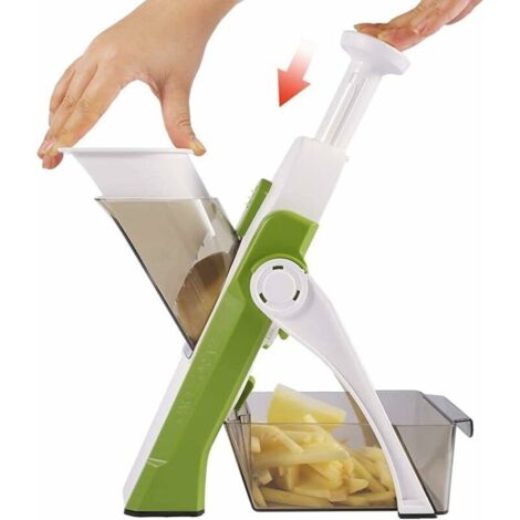 Cortador de verduras multifuncional  con cuchillas de acero inoxidable, mandolina de cocina manual, cortador en espiral, cortador de verduras para chefs y hogar