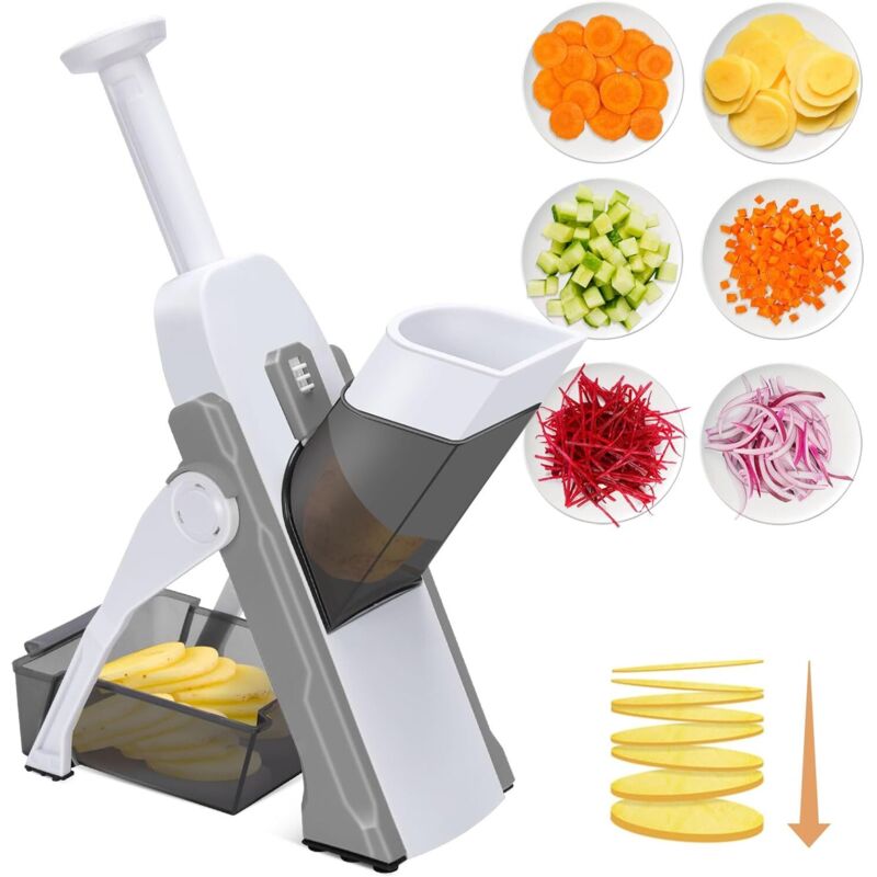 [NUNCA USADO] Cortador profesional de papas fritas INHHUB, de acero inoxidable con 2 cuchillas de repuesto, manual antideslizante, para papas,