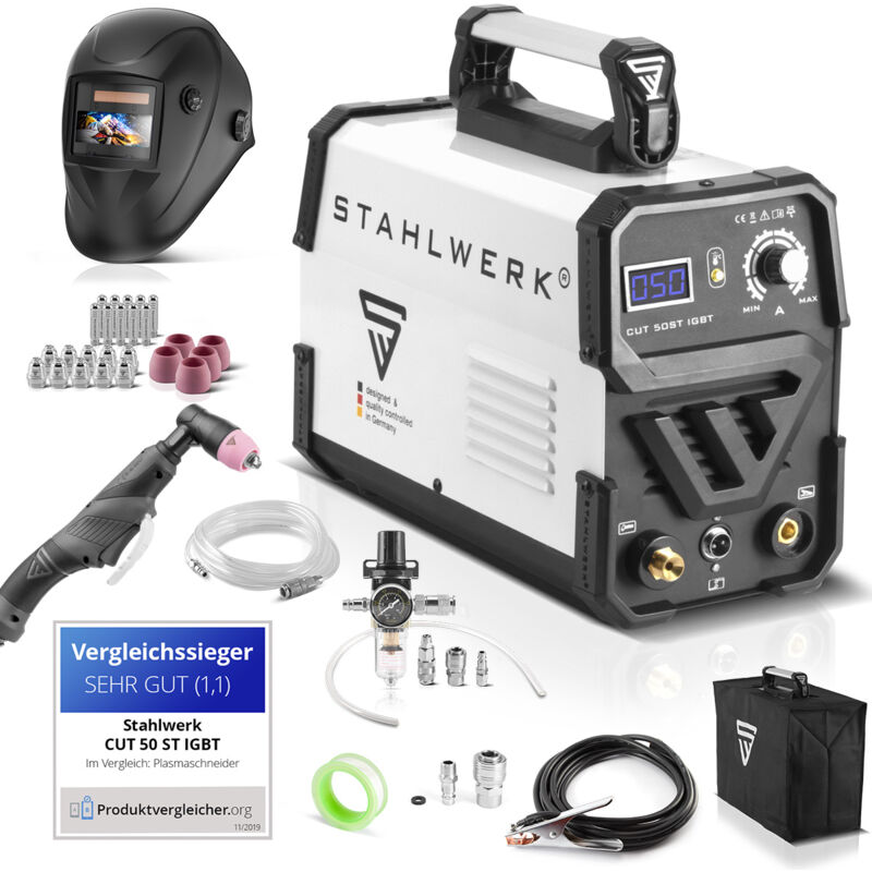 

Cortador de plasma CUT 50 ST IGBT - tecnología IGBT 50 A, encendido HF, rendimiento de corte hasta 14mm, equipo completo, 7 años de garantía*.