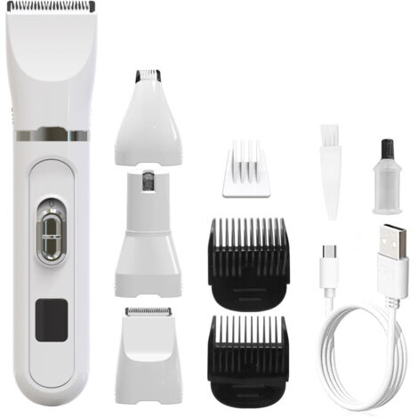 Cortapelos profesional 4 en 1 para perros, kit de aseo para perros y gatos, cortapelos inalámbrico y silencioso para perros y gatos