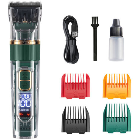 Cortapelos profesional para perros, silencioso y resistente al agua (IPX7), para pelo largo y grueso. Kit de aseo para mascotas. Negro.