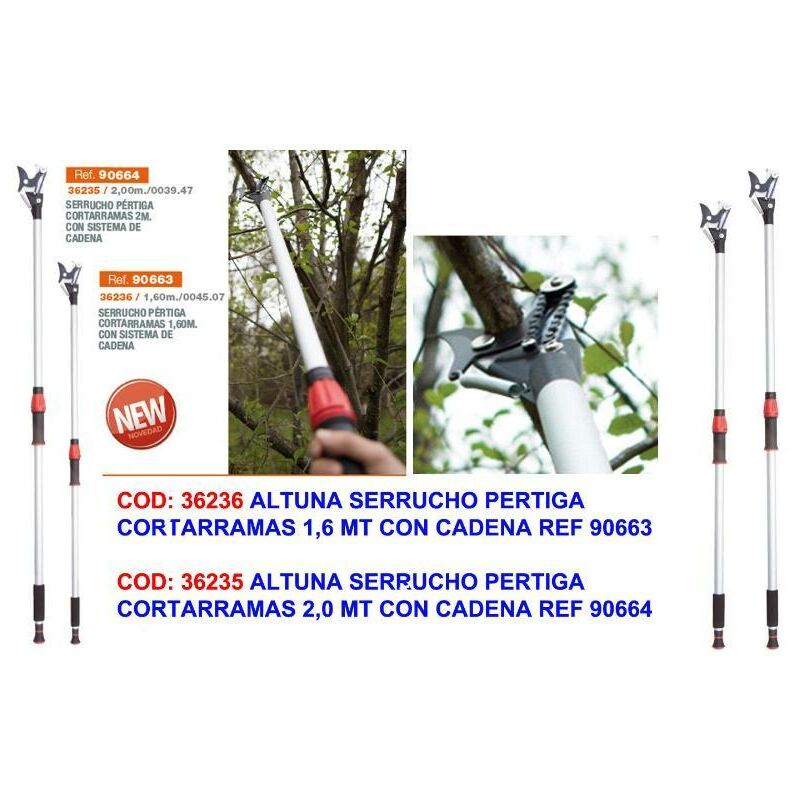 

altuna serrucho pertiga cortarramas 1,6 mt con cadena ref 90663 - Mibricotienda