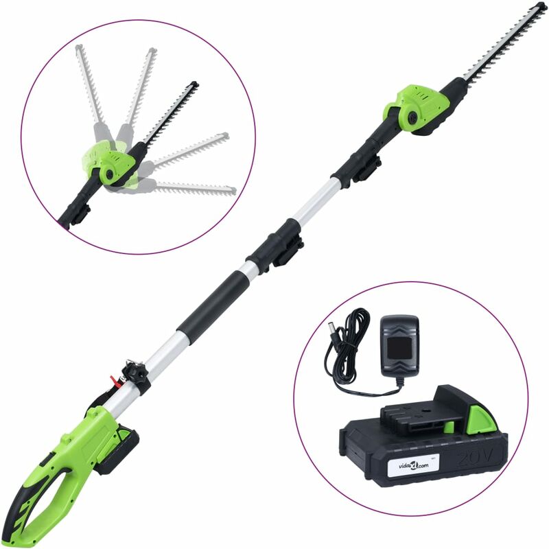 

Cortasetos de pértiga inalámbrico batería ion-litio 20V 1500mAh - Verde
