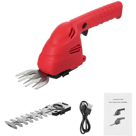 Cortasetos inalámbrico de litio, cortasetos manual de doble función, cortasetos eléctrico para arbustos y setos, batería integrada de 2,0 Ah y cable de carga tipo C, recortador de bordes para ramas y 