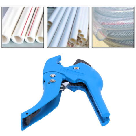 Cortatubos de PVC con mecanismo de bloqueo de trinquete azul para tubos de PPR y PE, 42 mm de diámetro – cortador manual ergonómico fabricado en aleación de aluminio resistente al retroceso