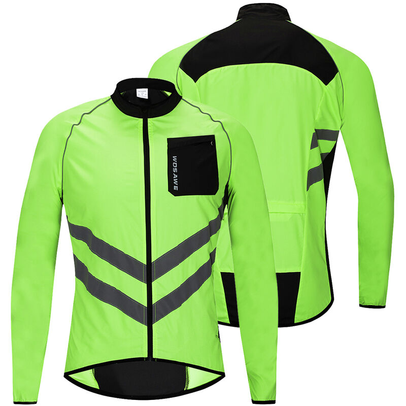 

Wosawe - Chaqueta de ciclismo a prueba de viento para hombre Chaqueta de montar en bicicleta reflectante altamente visible Chaqueta deportiva al aire