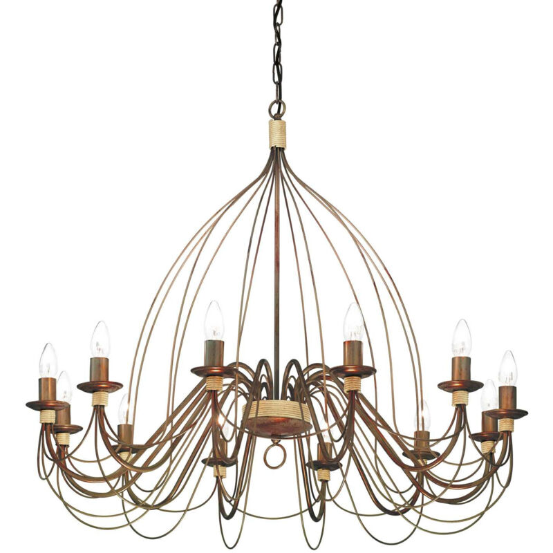 Ideal Lux Braun Corte - 12 Light Chandelier Rust Brown Finish, E14
