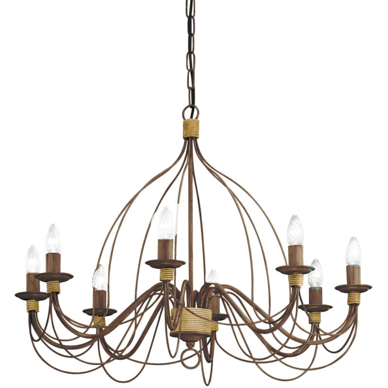 Ideal Lux Braun Corte - 8 Light Chandelier Rust Brown Finish, E14