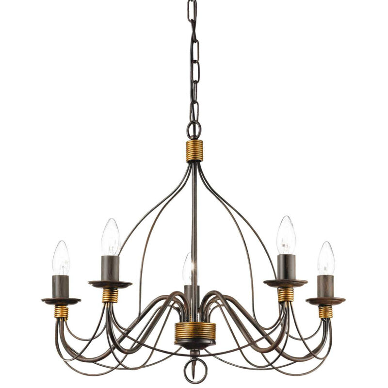 Ideal Lux Braun Corte - 5 Light Chandelier Rust Brown Finish, E14