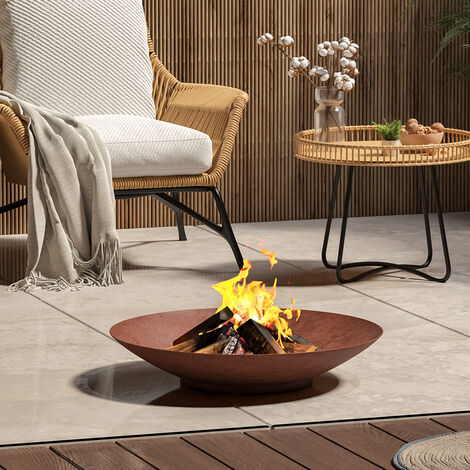 main image of "Round Fire Pit Log Burner Heater Bowl Garden Patio Outdoor Camping Brazier"