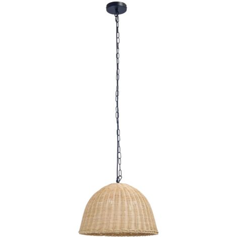 Cortic lampara colgante de rattan natural / negro para bombilla E27