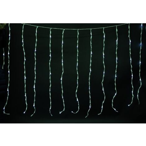 Cortina 144 LED blanco cálido efecto lluvia 300x 90 cm