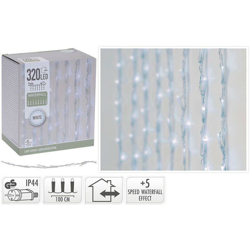 

Cortina 320 leds blanco frio con 5 funciones 100x200cm