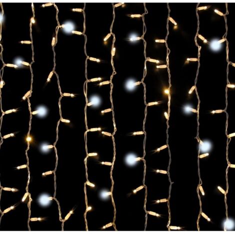 Cortina 400 Luces Led Blanco Cálido Con Destellos Blancos para Interior & Exterior IP65