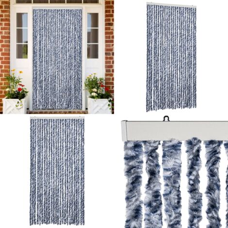 Cortina antimoscas chenilla azul y blanco 100x230 cm - Chenilla - Mosquitos
