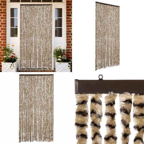 Cortina antimoscas chenilla beige y marrón 100x200 cm - Chenilla - Mosquitos