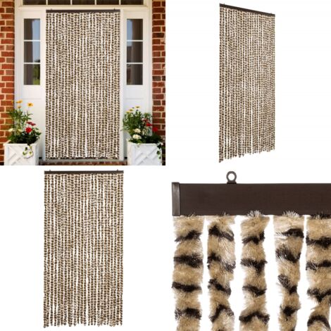 Cortina antimoscas chenilla beige y marrón 100x230 cm - Chenilla - Mosquitos