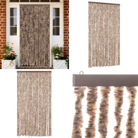 Cortina antimoscas chenilla beige y marrón oscuro 100x200 cm - Chenilla - Mosquitos