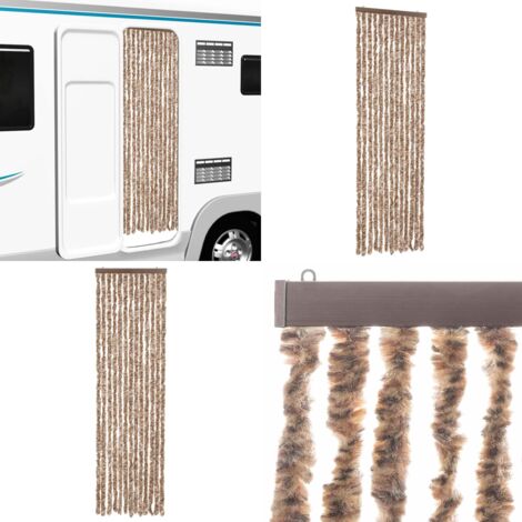 Cortina antimoscas chenilla beige y marrón oscuro 56x185 cm - Chenilla - Mosquitos