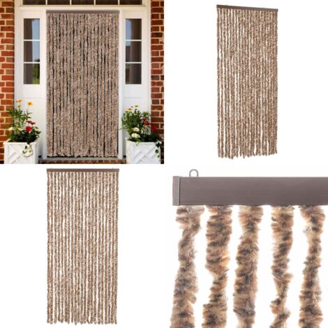Cortina antimoscas chenilla beige y marrón oscuro 90x220 cm - Chenilla - Mosquitos