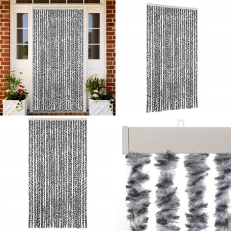 Cortina antimoscas chenilla gris negro y blanco 100x200 cm - Chenilla - Mosquitos