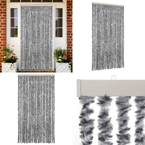 Cortina antimoscas chenilla gris negro y blanco 100x220 cm - Chenilla - Mosquitos